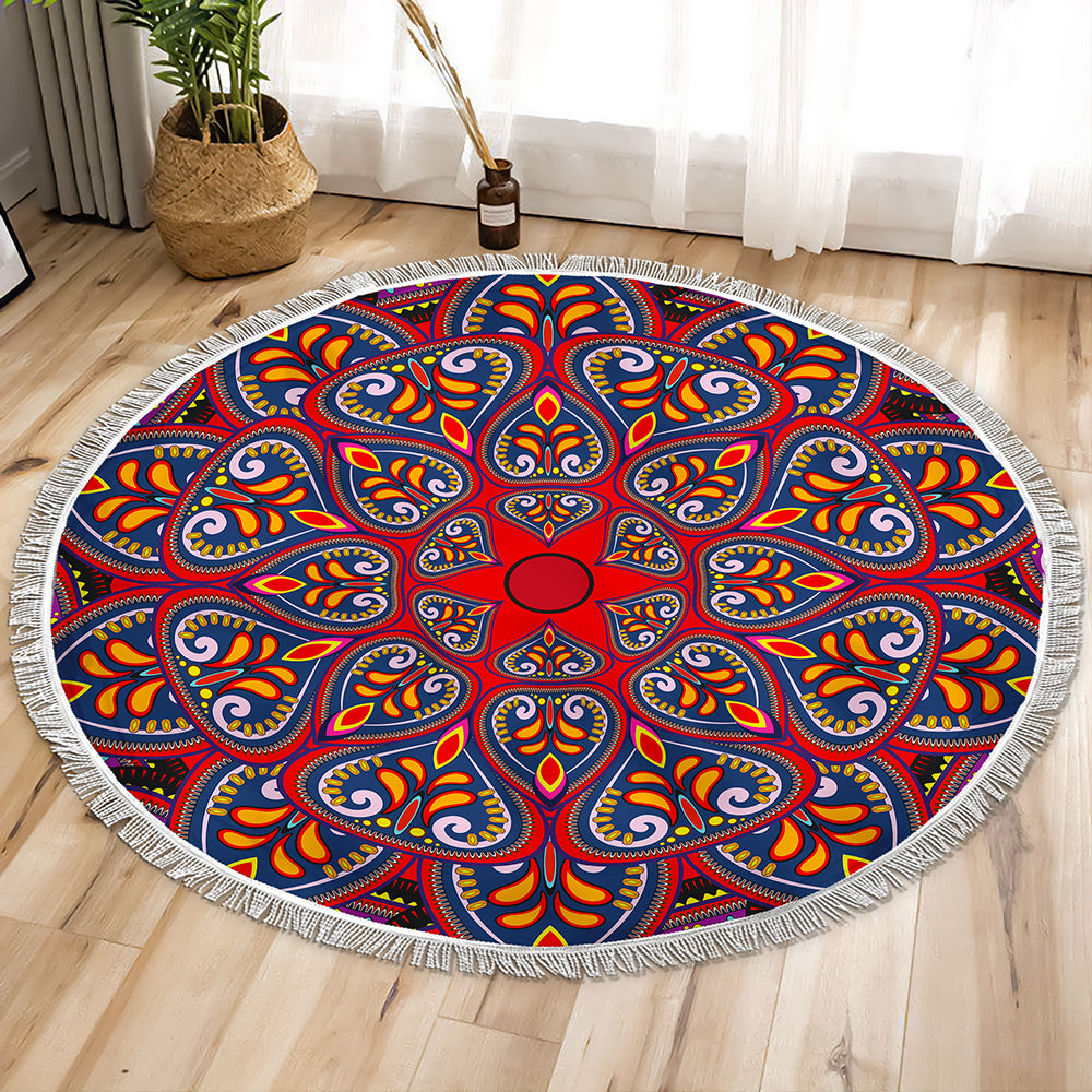 Redder Mandala Circle Tapestry