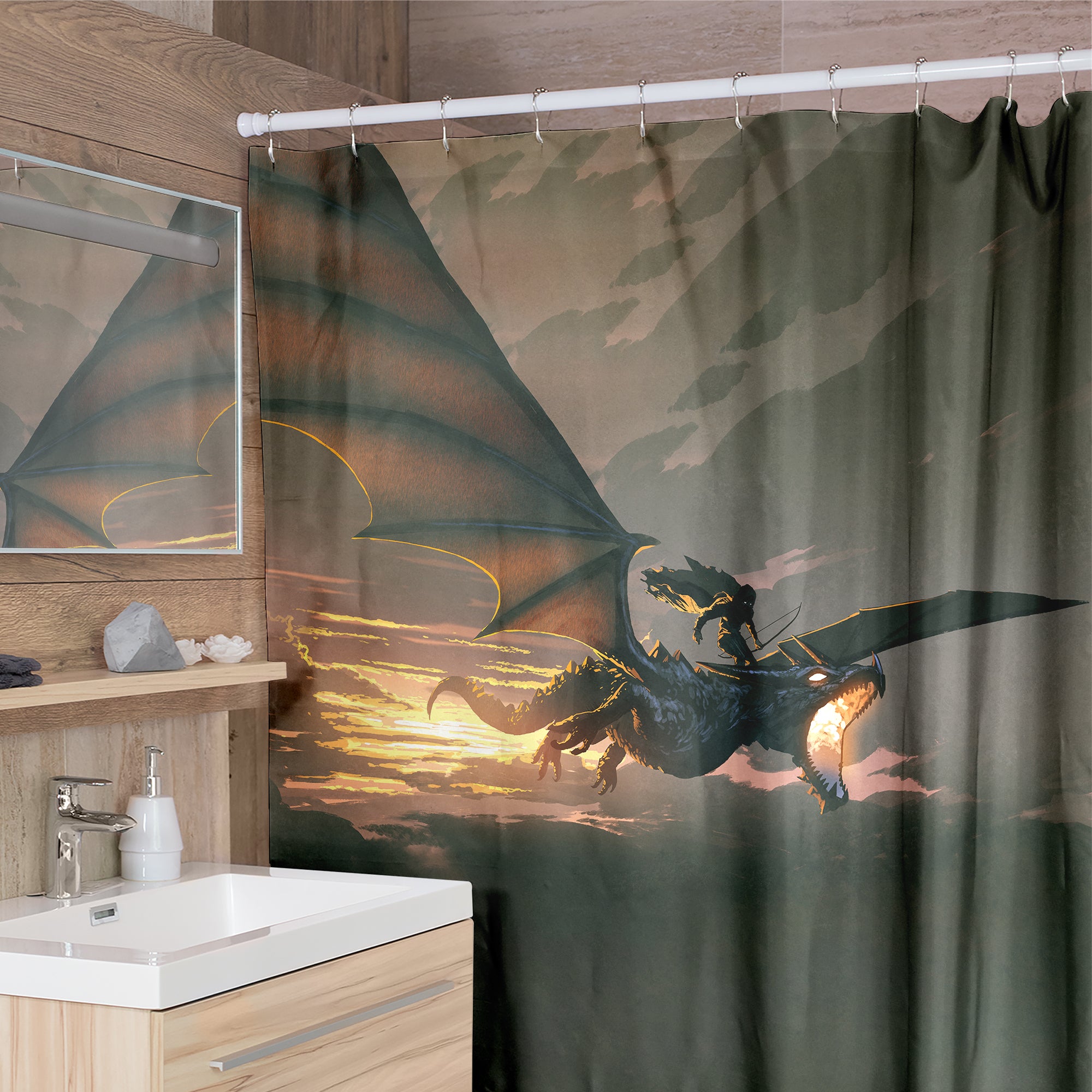 Dragon Riding Shower Curtain