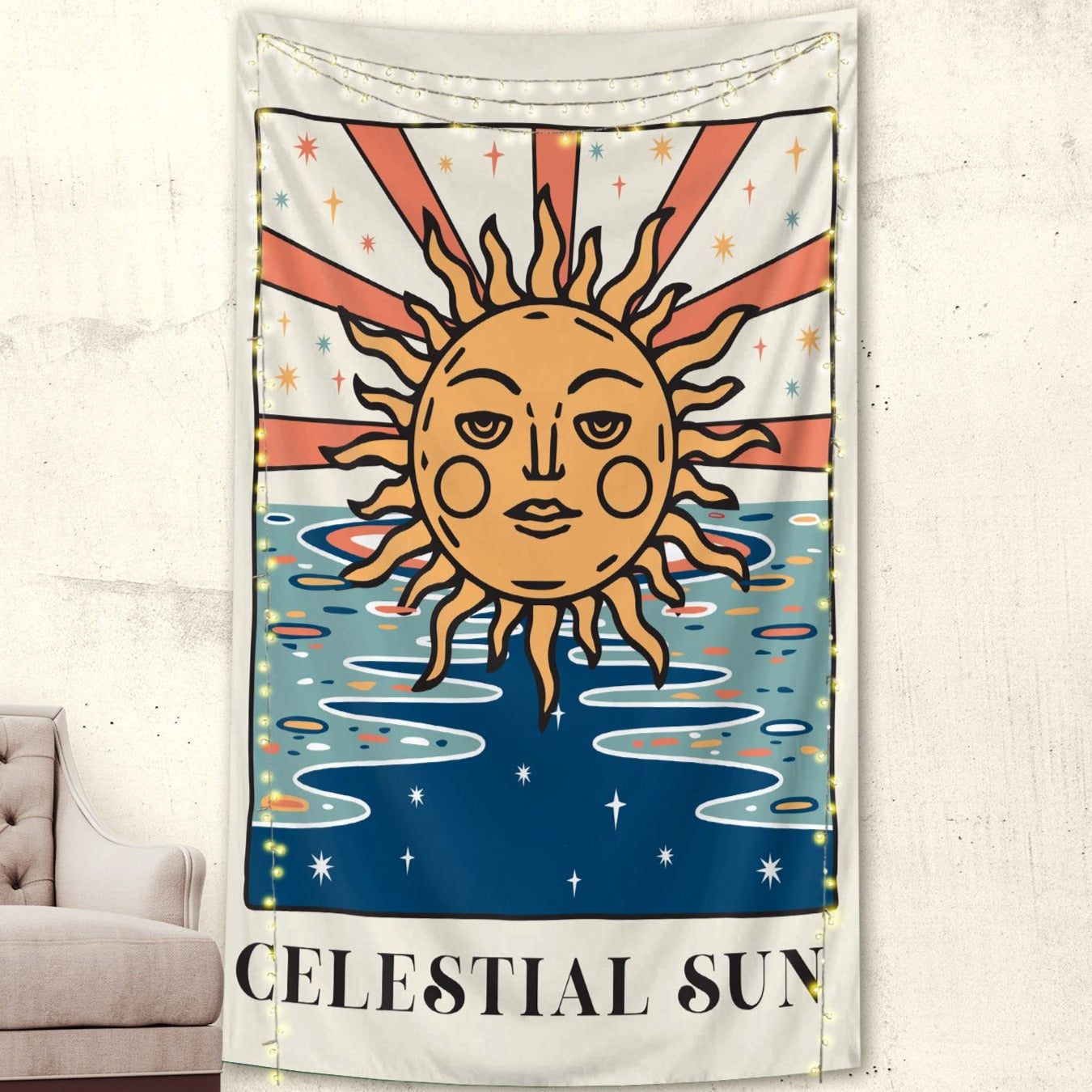 Boho Celestial Sun Tapestry