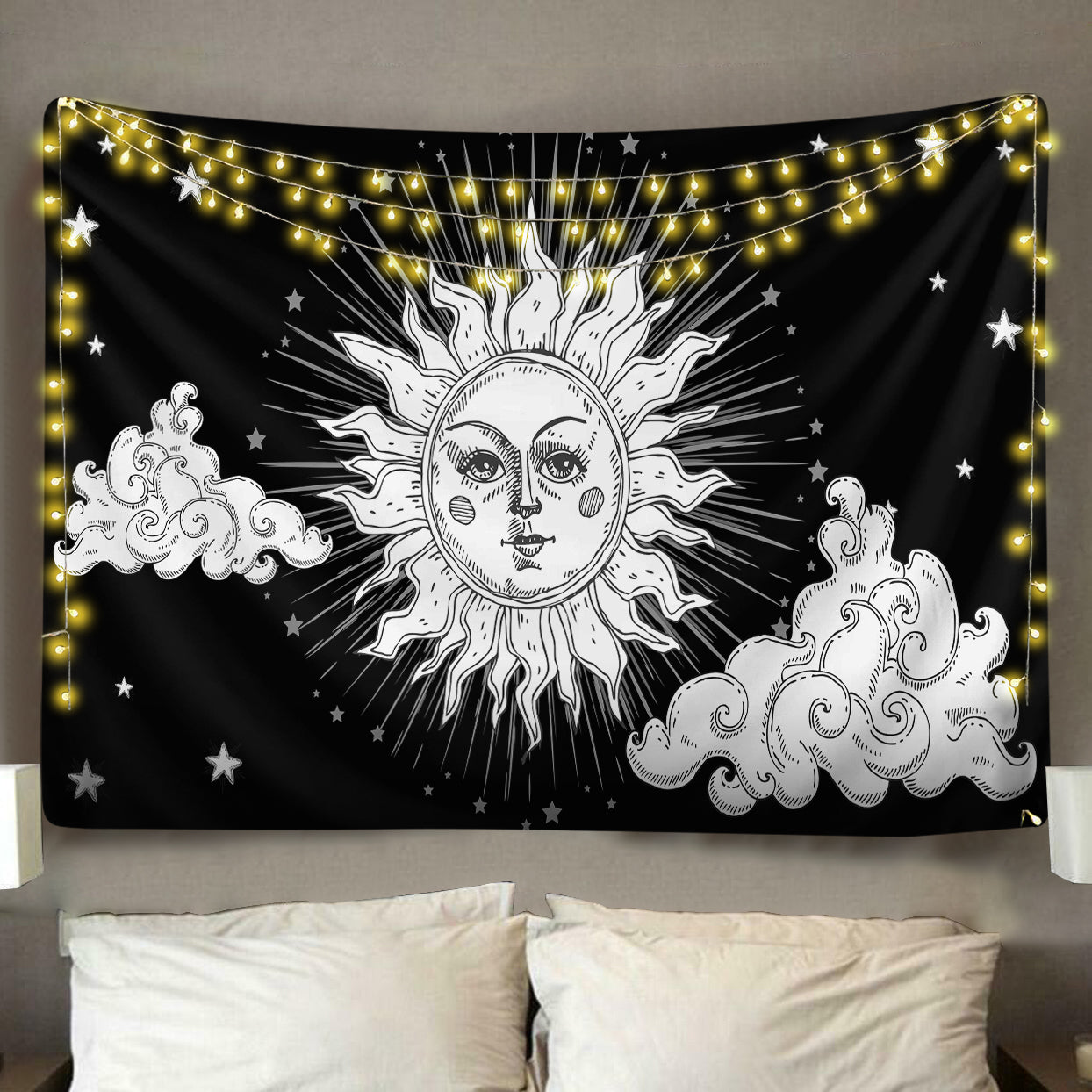 Boho Moon Clouds Tapestry